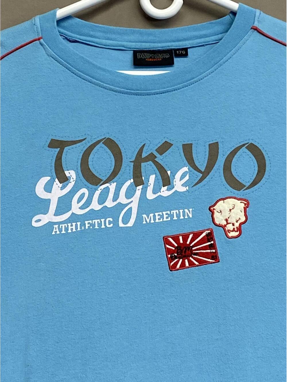 Vtg 90's Rare Bad+Mad Streetwear Blue Tokyo League Long Sleeve Shirt Men's L - Picture 3 of 7